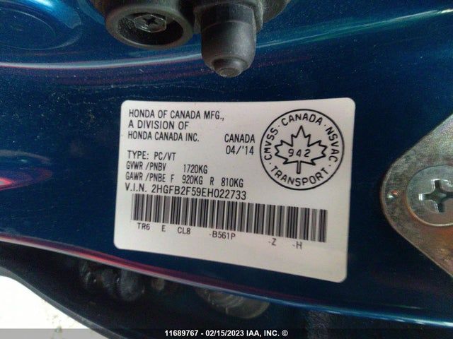 Honda Civic Lx 2014 2HGFB2F59EH022733 Image 9