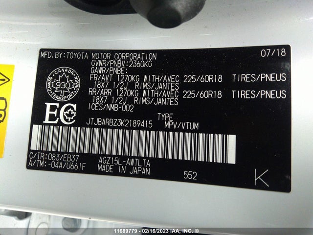 JTJBARBZ3K2189415 Lexus Nx 300 Base/300 F-sport