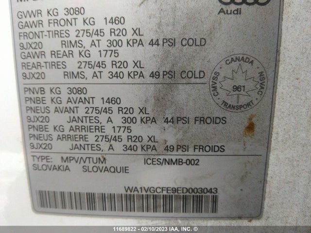 WA1VGCFE9ED003043 Audi Q7 Prestige
