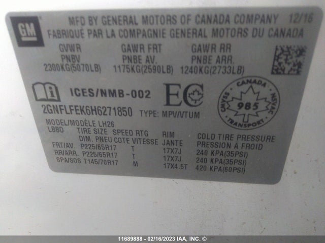 Chevrolet EQUINOX LT 2017 2GNFLFEK6H6271850 Image 9
