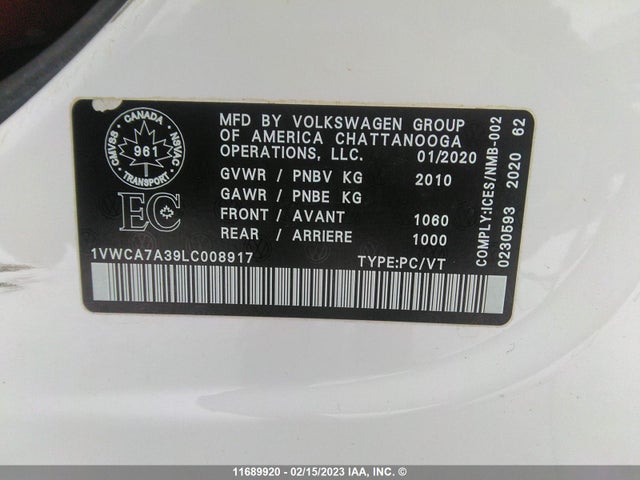 Volkswagen PASSAT SEL 2020 1VWCA7A39LC008917 Image 10