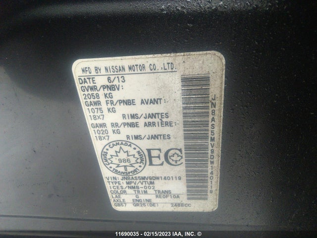 Nissan ROGUE SV 2013 JN8AS5MV9DW140119 Image 11