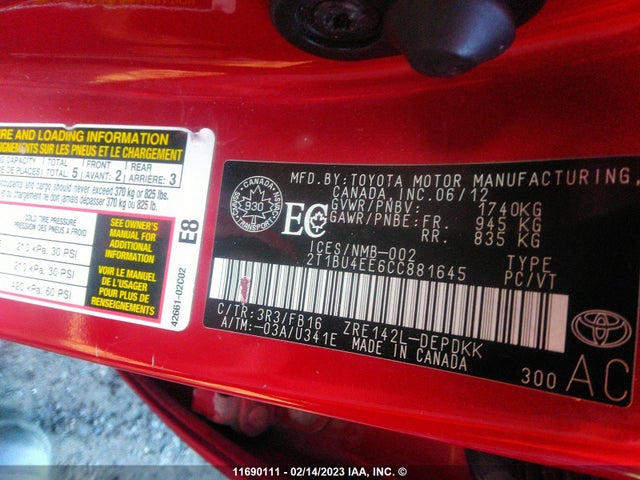Toyota Corolla S/le 2012 2T1BU4EE6CC881645 Image 9