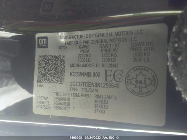 Chevrolet Colorado Lt 2022 1GCGTCEN8N1255640 Image 9