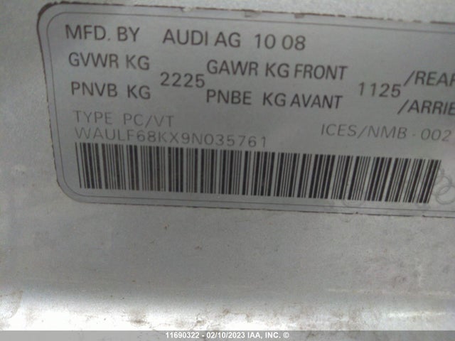 WAULF68KX9N035761 Audi A4 2.0t Quattro