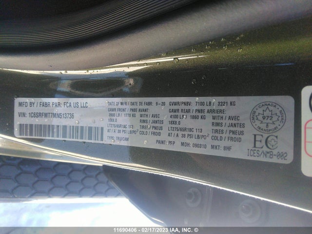 RAM Ram 1500 Big Horn 2021 1C6SRFMT7MN513736 Image 11