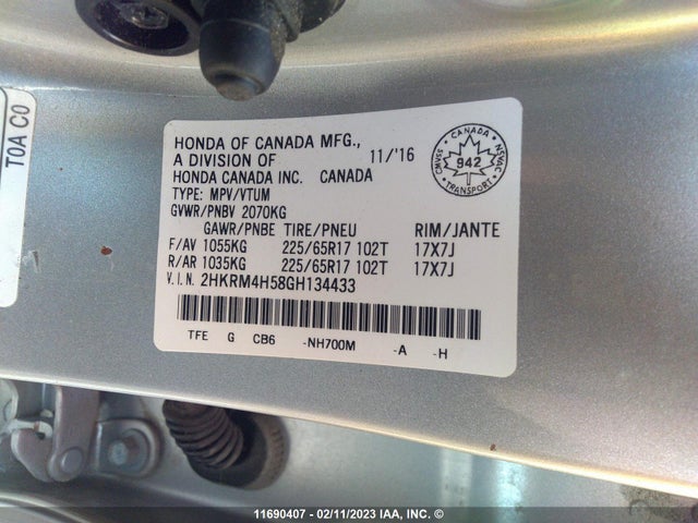 Honda CR-V EX 2016 2HKRM4H58GH134433 Image 10