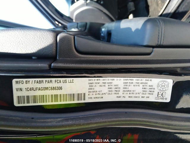 1C4RJFAG0MC686306 Jeep Grand Cherokee Laredo