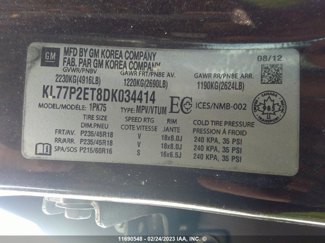 Chevrolet Orlando Lt 2013 KL77P2ET8DK034414 Image 10