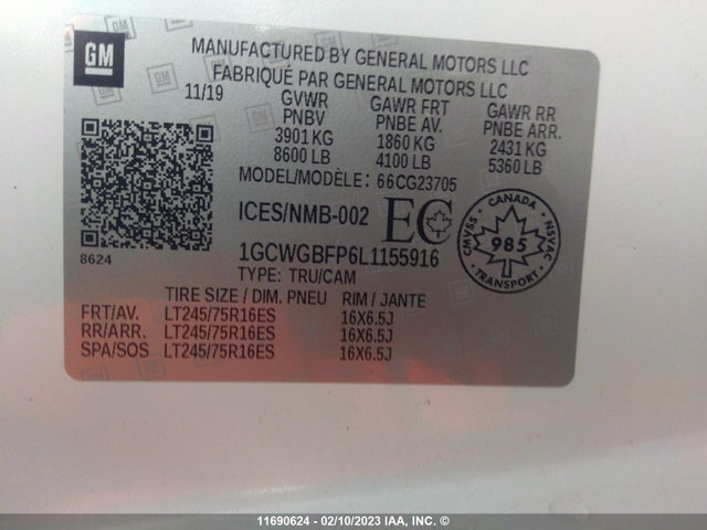 Chevrolet Express G2500 2020 1GCWGBFP6L1155916 Image 9