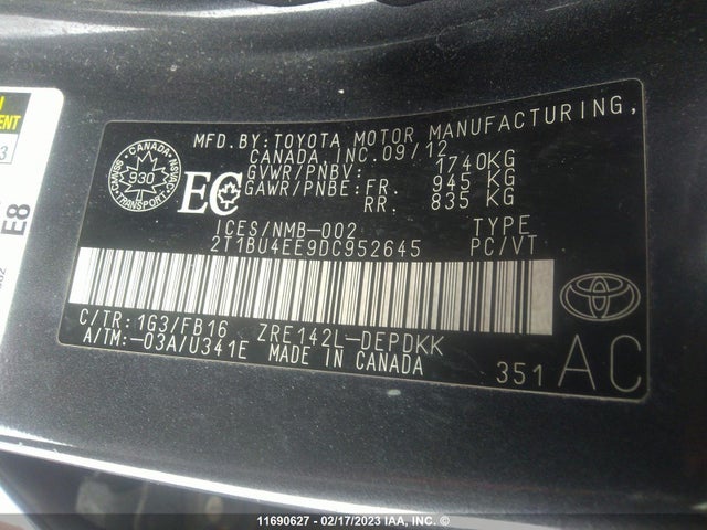 Toyota Corolla S/le 2013 2T1BU4EE9DC952645 Image 11