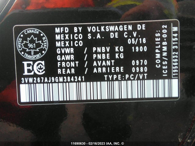 Volkswagen JETTA S 2016 3VW267AJ9GM384341 Image 11
