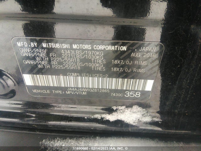 JA4AJ4AW1GZ612865 Mitsubishi Rvr Gt