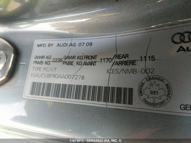 WAUCVBFR0AA007278 Audi S5 Premium Plus