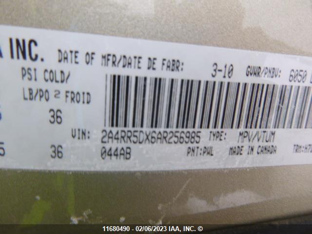 2A4RR5DX6AR256985 Chrysler Town & Country Touring