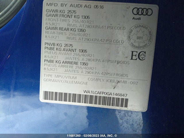WA1LCAFP0GA146847 Audi Sq5 Technik