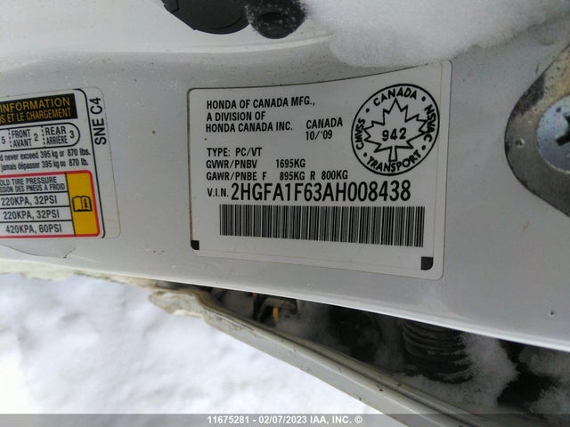 Honda Civic 2010 2HGFA1F63AH008438 Image 10