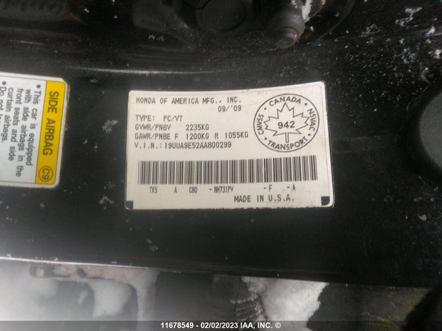 19UUA9E52AA800299 Acura TL