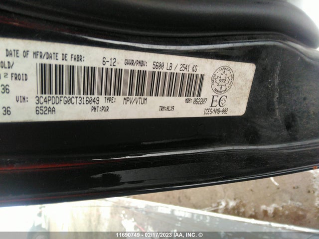 Dodge Journey R/t 2012 3C4PDDFG0CT316049 Image 10
