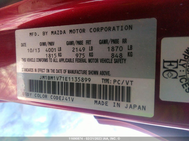 Mazda MAZDA3 2014 JM1BM1V71E1135899 Image 11