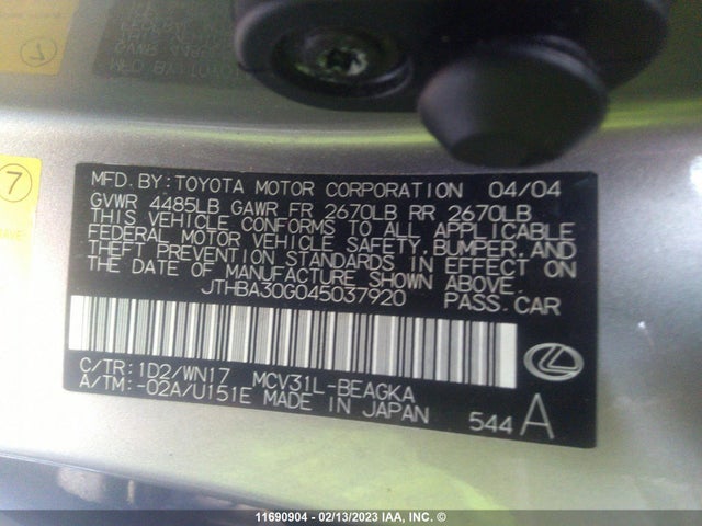 JTHBA30G045037920 Lexus ES 330