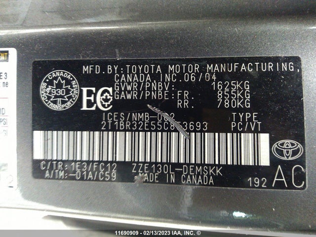 Toyota COROLLA CE/LE/S 2005 2T1BR32E55C853693 Image 11