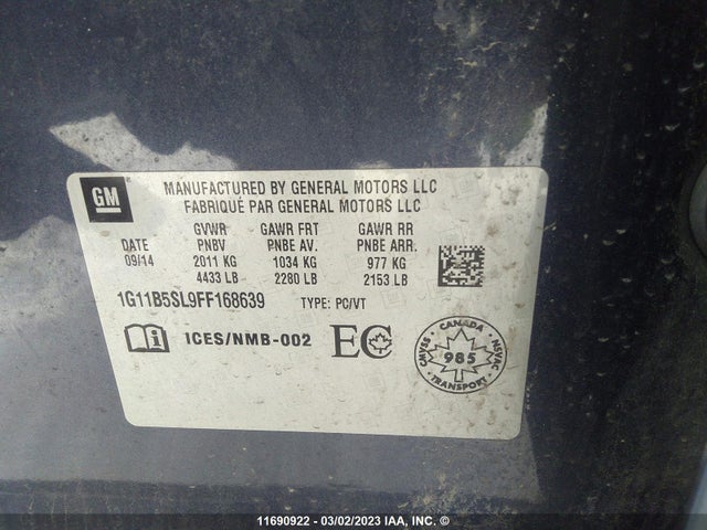 Chevrolet MALIBU LS 2015 1G11B5SL9FF168639 Image 9