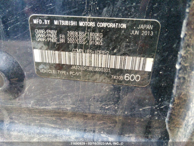 JA32U2FU8EU600301 Mitsubishi Lancer Es/es Sport