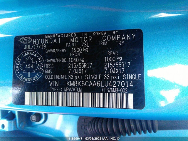 Hyundai Kona Sel Plus 2020 KM8K6CAA6LU427014 Image 10