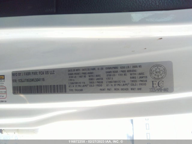 Jeep Gladiator Rubicon 2021 1C6JJTBG5ML504116 Image 10