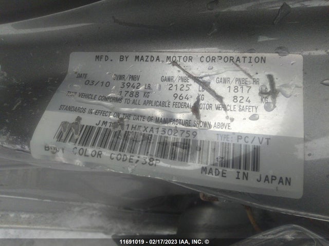 Продажа на аукционе авто 2010 Mazda 3 I, vin: JM1BL1HFXA1302759, номер лота: 11691019