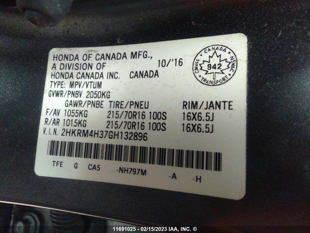 Honda CR-V 2016 2HKRM4H37GH132896 Image 9