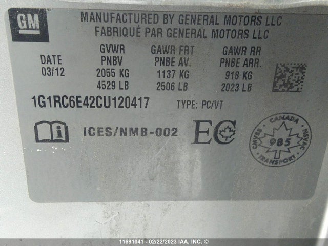 Chevrolet Volt 2012 1G1RC6E42CU120417 Image 11