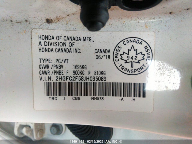 Honda Civic Lx 2018 2HGFC2F58JH035089 Image 9