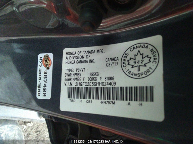 Honda Civic Lx 2017 2HGFC2E56HH024409 Image 9