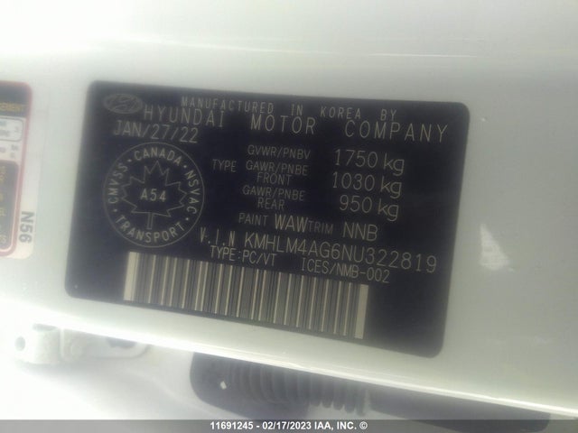 Hyundai ELANTRA SEL 2022 KMHLM4AG6NU322819 Image 10