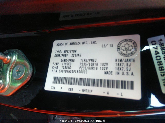 5J8TB4H53FL806003 Acura Rdx Technology
