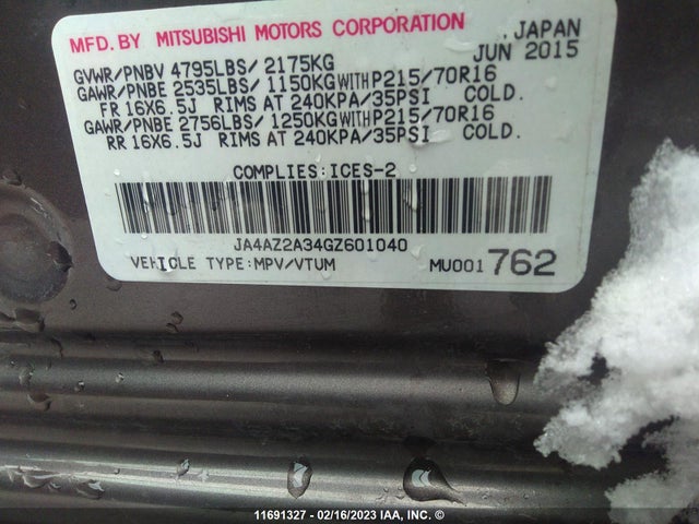 JA4AZ2A34GZ601040 Mitsubishi Outlander Es
