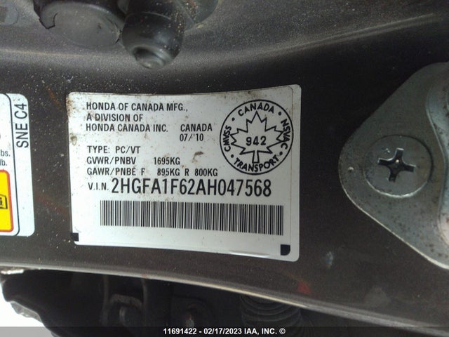 Honda Civic 2010 2HGFA1F62AH047568 Image 11