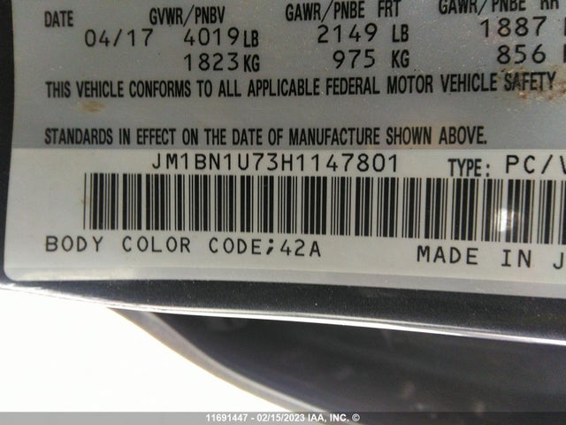 Mazda MAZDA3 2017 JM1BN1U73H1147801 Image 10