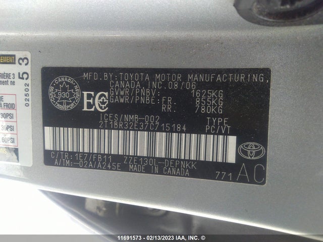 Toyota COROLLA CE/LE/S 2007 2T1BR32E37C715184 Image 10