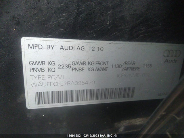 Продажа на аукционе авто 2011 Audi A4 Premium Plus, vin: WAUFFCFL7BA095470, номер лота: 11691582