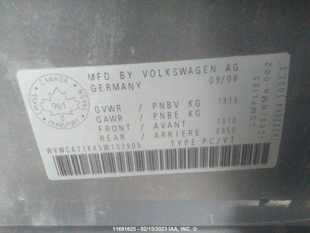 Volkswagen Rabbit 2009 WVWCA71KX9W107909 Image 10