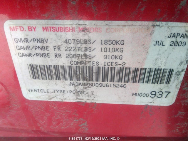 JA3AU26U09U615246 Mitsubishi Lancer Es/es Sport