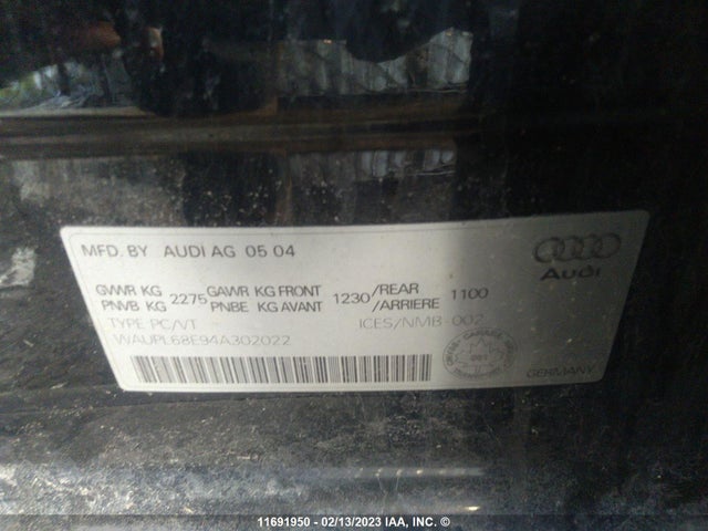 WAUPL68E94A302022 Audi S4