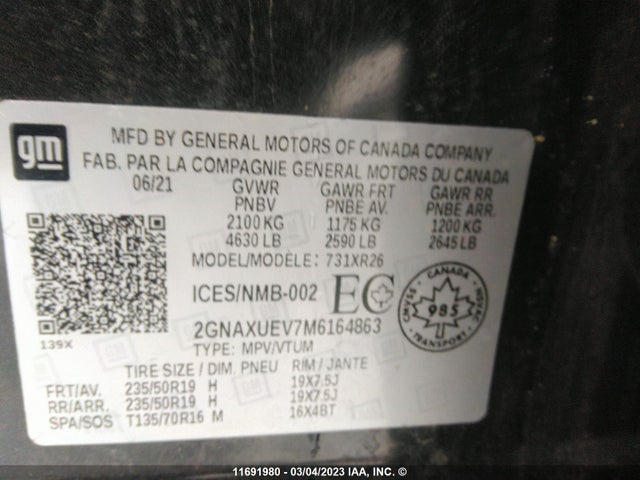 Chevrolet EQUINOX LT 2021 2GNAXUEV7M6164863 Image 10