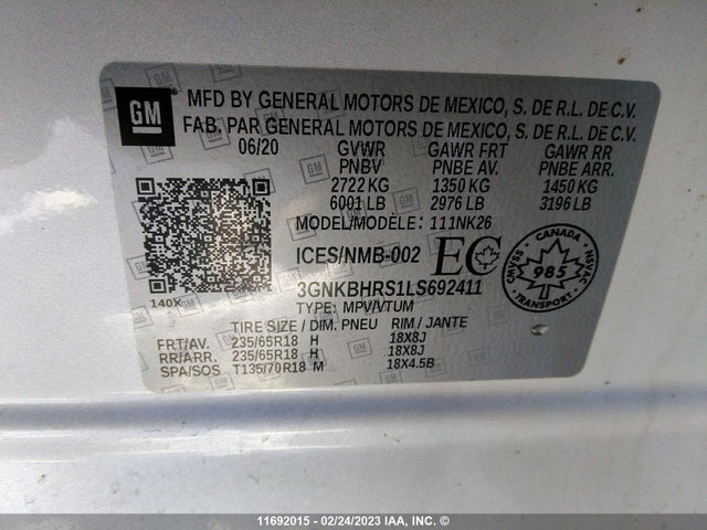 Chevrolet BLAZER 2LT 2020 3GNKBHRS1LS692411 Image 11