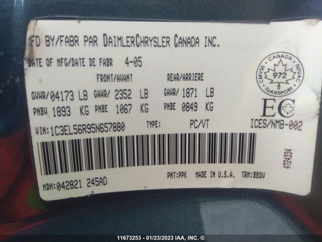 1C3EL56R95N657880 Chrysler Sebring Touring