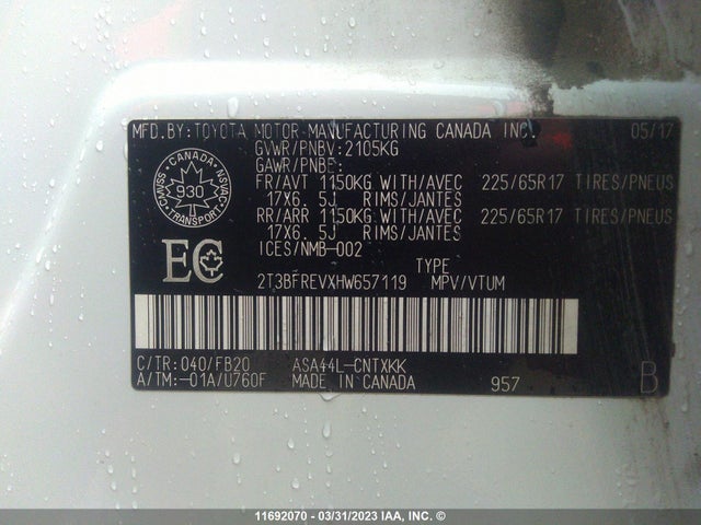 Toyota RAV4 LE 2017 2T3BFREVXHW657119 Image 10