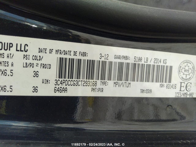 Dodge JOURNEY 2012 3C4PDCCG3CT293168 Image 10